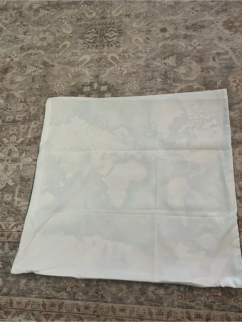 Vintage Style Ocean World Map Pillow Covers in Teal and Tan 24x24 (2)